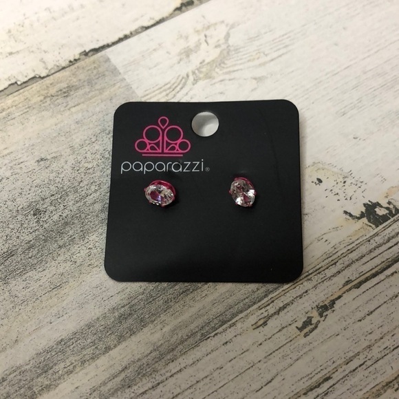 Paparazzi Pink Clear Stud Fashion Earrings Cute Bright - Picture 1 of 5